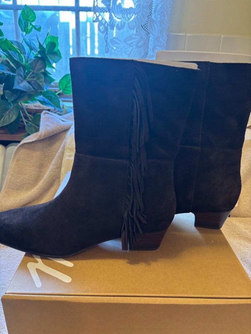 NWT Madwell Dark Carob Fringe Boots in Suede - size 8.5 (was $258)